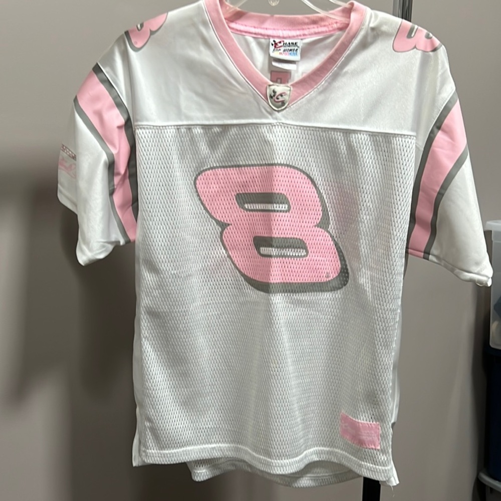 Chase Authentics Pink and White Jersey with Sporty Number 8